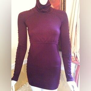 LADIES LARRIVO BURGUNDY WINE RED MATERNITY / NURSING TUNIC TURTLENECK - S
